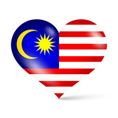 3d glossy heart shape national flag of Malaysia vector illustration