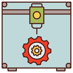 Cnc Machine Configration vector color icon design, 3D printer head Concept, additive manufacturing Symbol on white background, augmented reality or virtual reality stock illustration