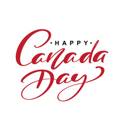Hand drawn calligraphy lettering text Happy Canada Day. Vector design. For banner, invitation, print, advertising, poster, party, greeting card Illustration