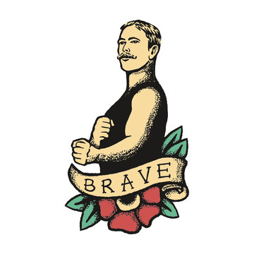 Brave boxer tattoo illustration