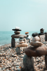 beach construction with stones 