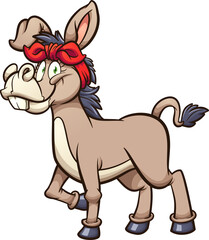 Cartoon female donkey with red bandanna. Vector clip art illustration with simple gradients. All on a single layer.
