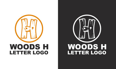 Abstract letter H logo with wood veins logo vector icon illustration concept. Wood and timber texture symbol logo.
 modern and creative logo design.