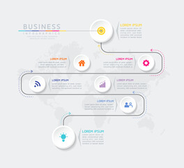 Vector illustration infographics design template, business information, presentation chart, with 7 options or steps. 