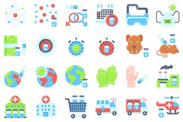 Vaccine Development related flat icon set 3