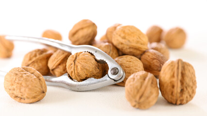 group of walnut on white background
