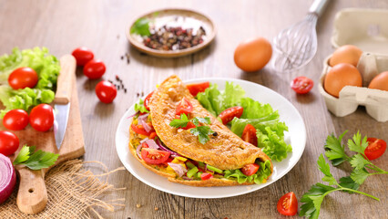omelet with vegetable and lettuce