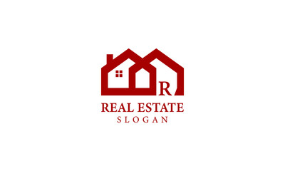 Alphabet R Real Estate Monogram Vector Logo Design, Letter R House Icon Template