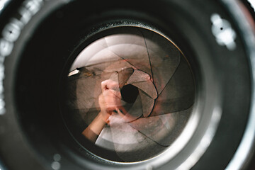 Camera lens with lense reflections.