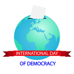 Planet earth on international day of democracy, vector art illustration.