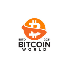 Bitcoin world logo design template
