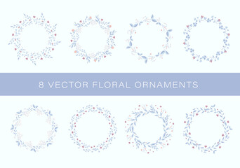 Fototapeta premium Set of vector floral ornaments for greeting cards, invitations, banners, posters, brochures.
