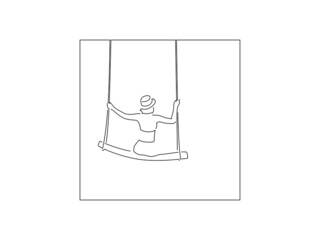 Woman swinging line drawing, vector illustration design. Summer collection.