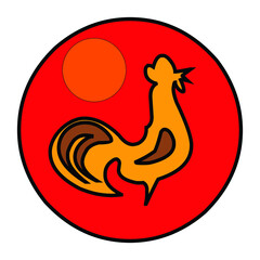 logo illustration of an chicken with circle design