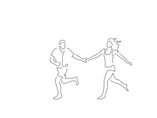 Couple on holidays line drawing, vector illustration design. Summer collection.