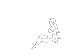 Woman in swimsuit line drawing, vector illustration design. Summer collection.