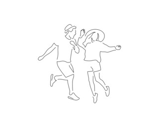 Couple on holidays line drawing, vector illustration design. Summer collection.
