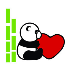 heart with a panda cutes design 