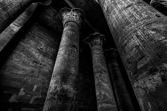 Columns and hieroglyphs in the Temple of Khnum at Esna