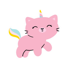 Cute unicorn cat. Clip Art on a white isolated background