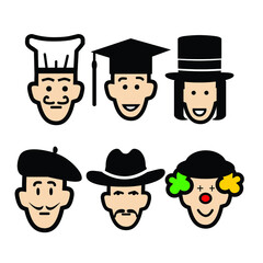 set of funny people profession cartoon