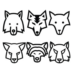 set wolf head icon minimalist template design