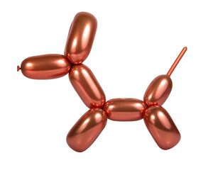 Bronze bright balloon dog isolated on the white background