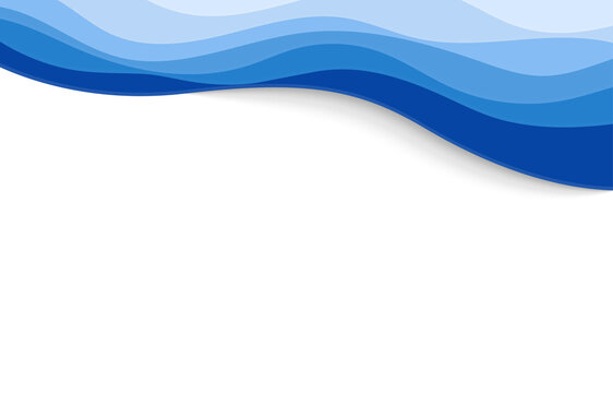 Blue water wave river sea curve lines border frame background vector
