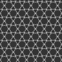 Fototapeta premium Simple background pattern with geometric ornament on black background, wallpaper. Seamless pattern, texture