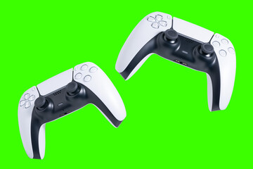 Game controllers with green background for clipping © miglagoa