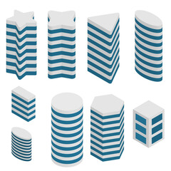 Buildings in isometric 3d style . Building icon set. Vector illustration.