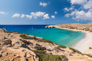 Tripiti beach on the south coast of the remote Greek island of Gavdos south of Crete in the Libyan Sea