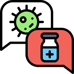 Virus and Vaccine in Speech balloon icon, Vaccine Development related vector