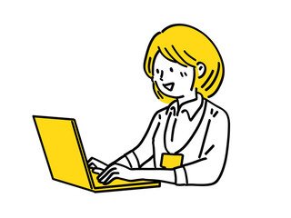 ノートパソコン 悩む 落ち込む 女性 仕事 シンプル イラスト Business Wall Mural Busine Risings