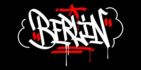 Berlin Abstract Hip Hop Urban Hand Written Graffiti Style Vector Illustration Calligraphy Art - obrazy, fototapety, plakaty