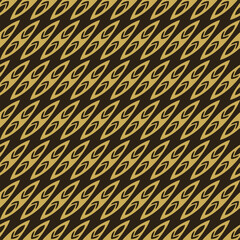 Modern background pattern with golden elements on black background, wallpaper. Seamless pattern, texture