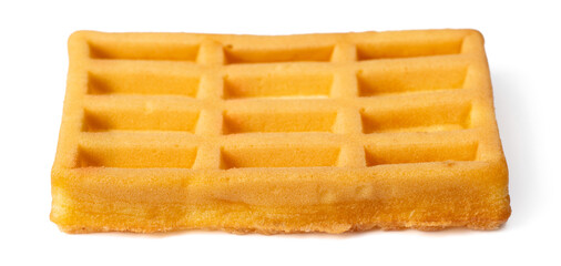 single waffle isolated on white background