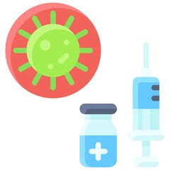 Virus and Vaccine icon, Vaccine Development related vector