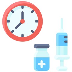 Clock and Vaccine icon, Vaccine Development related vector