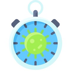 Fototapeta premium Stopwatch with Virus icon, Vaccine Development related vector