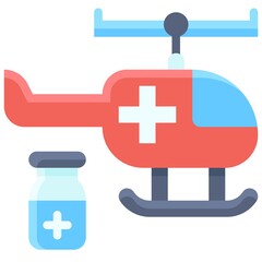 Obraz premium Vaccine and Helicopter icon, Vaccine Development related vector