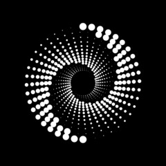 Modern abstract background. Halftone dots in circle form. Vector dotted frame. Design element or icon.  Creative geometric pattern.