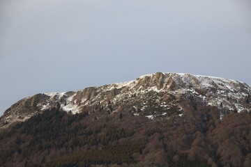 snow covered mountains in winter