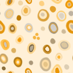 Seamless abstract pattern. Ovals, circles, pastel drawing, orange, gray pastel spots.
