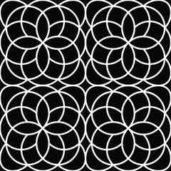 Seamless surface pattern with crossing circles. Symmetric abstract background. Circular ornament wallpaper.