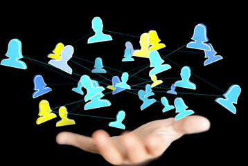Abstract technology group and data team office home remote
