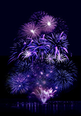 Beautiful fireworks in night sky - 441214184
