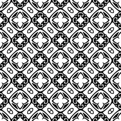 floral seamless pattern background.Geometric ornament for wallpapers and backgrounds. Black and white pattern. 
