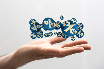 Sales icons floating in the air 3D rendering