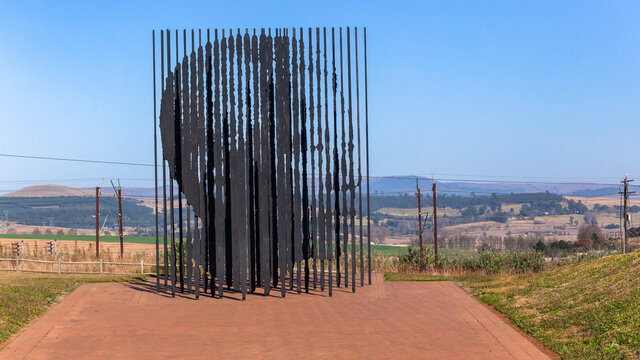 Nelson Mandela Silhouetted Portrait Sculpture Capture Site Midlands Lions River KZ Natal South Africa